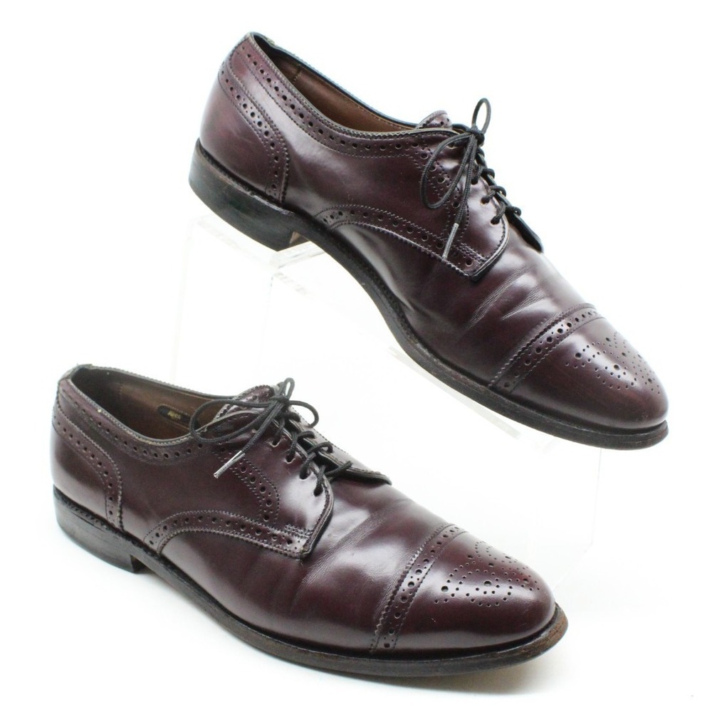 Allen Edmonds‎ Sanford Burgundy Cap Toe Brogue Derby Oxford Shoes Men's Sz 9.5 D
